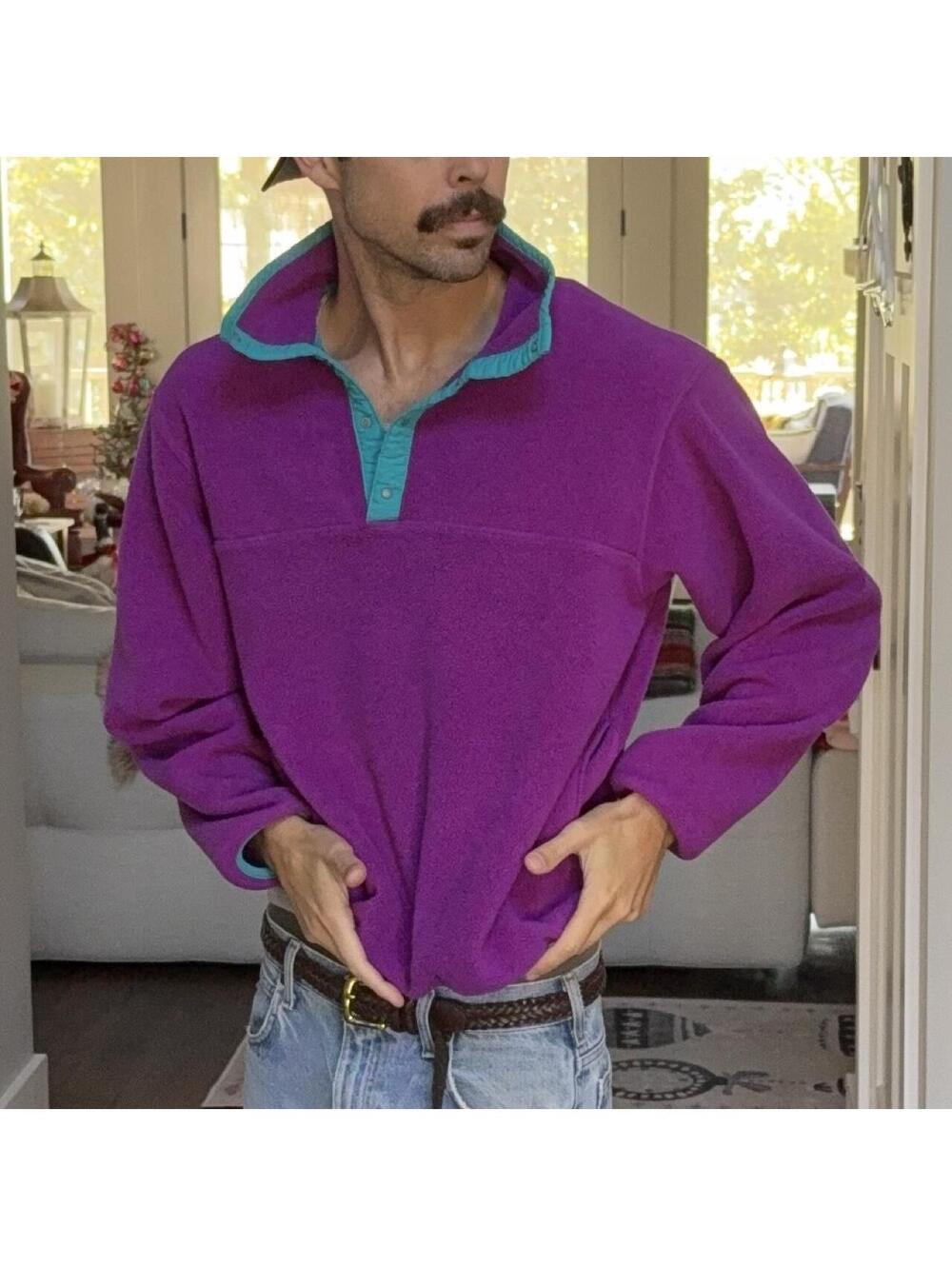 Vintage Lands’ End Purple Teal Snap Fleece 🏔️